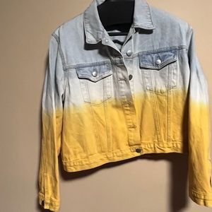 Forever 21 Multi Coloured Ombre 100% Cotton Denim Jacket SZ L
